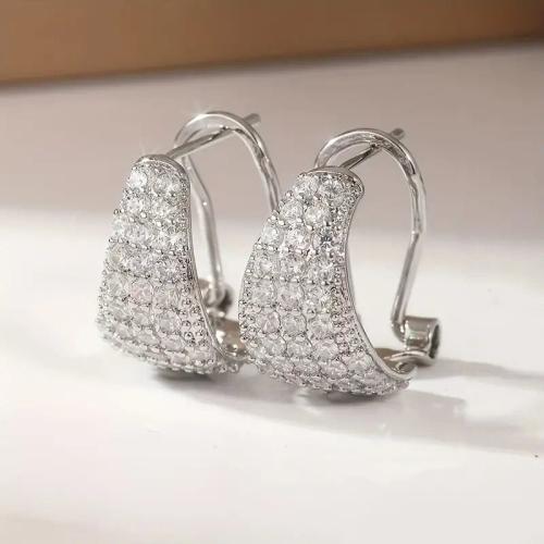 Boucles d'oreilles en laiton zircon cubique pavent, Placage, bijoux de mode & pavé de micro zircon & pour femme, Vendu par paire