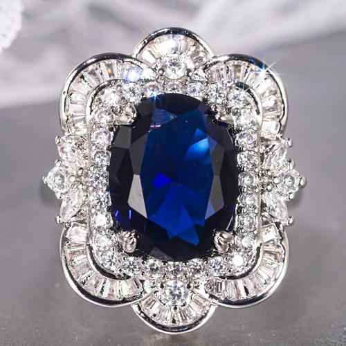 Zircon pavent l'anneau en laiton de doigt, Placage, normes différentes pour le choix & pavé de micro zircon & pour femme, Vendu par PC