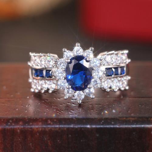 Zircon pavent l'anneau en laiton de doigt, Placage, normes différentes pour le choix & pavé de micro zircon & pour femme, plus de couleurs à choisir, Vendu par PC