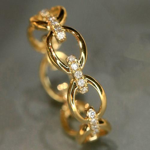 Zircon pavent l'anneau en laiton de doigt, Placage, normes différentes pour le choix & pavé de micro zircon & pour femme & creux, Vendu par PC