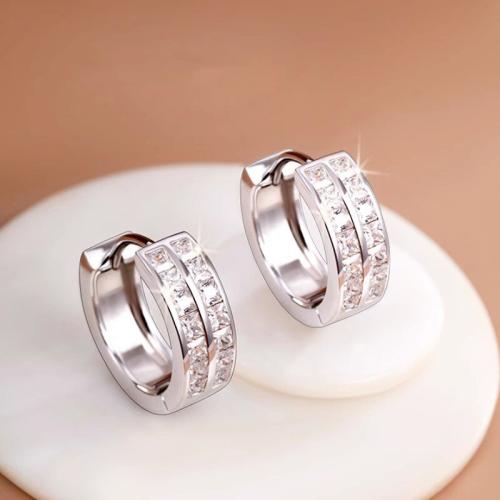 Boucles d'oreilles en laiton zircon cubique pavent, Placage, bijoux de mode & pavé de micro zircon & pour femme, Vendu par paire