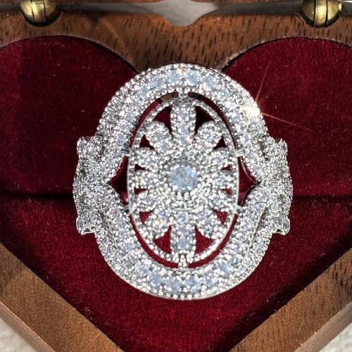 Zircon pavent l'anneau en laiton de doigt, Placage, normes différentes pour le choix & pavé de micro zircon & pour femme & creux, Vendu par PC