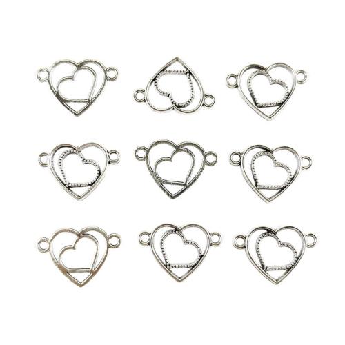 Colgantes de Aleación de Zinc en Forma de Corazón, chapado en color de plata, Bricolaje & hueco, 16x23mm, 100PCs/Bolsa, Vendido por Bolsa