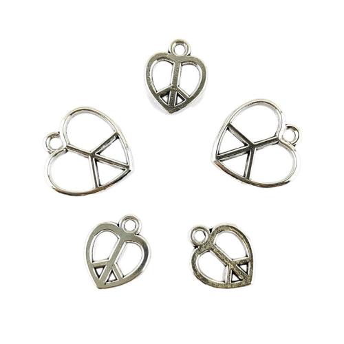 Colgantes de Aleación de Zinc en Forma de Corazón, chapado en color de plata, Bricolaje & hueco, 100PCs/Bolsa, Vendido por Bolsa