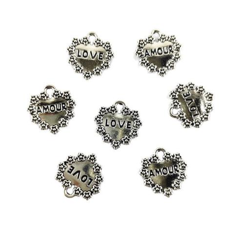 Colgantes de Aleación de Zinc en Forma de Corazón, chapado en color de plata, Bricolaje, 16x16mm, 100PCs/Bolsa, Vendido por Bolsa