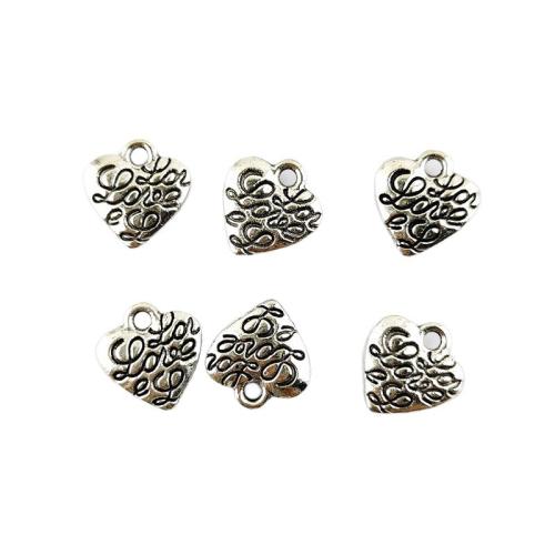 Colgantes de Aleación de Zinc en Forma de Corazón, chapado en color de plata, Bricolaje, 100PCs/Bolsa, Vendido por Bolsa