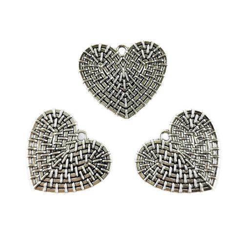 Colgantes de Aleación de Zinc en Forma de Corazón, chapado en color de plata, Bricolaje, 100PCs/Bolsa, Vendido por Bolsa