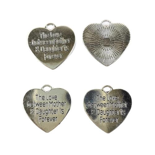 Colgantes de Aleación de Zinc en Forma de Corazón, chapado en color de plata, Bricolaje, 25x24mm, 100PCs/Bolsa, Vendido por Bolsa