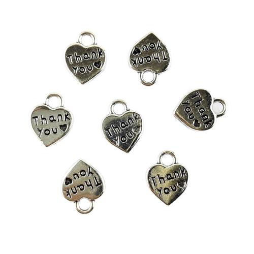 Colgantes de Aleación de Zinc en Forma de Corazón, chapado en color de plata, Bricolaje, 100PCs/Bolsa, Vendido por Bolsa