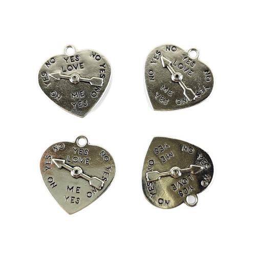 Colgantes de Aleación de Zinc en Forma de Corazón, chapado en color de plata, Bricolaje, 100PCs/Bolsa, Vendido por Bolsa