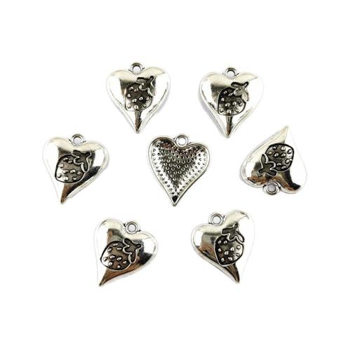 Colgantes de Aleación de Zinc en Forma de Corazón, chapado en color de plata, Bricolaje, 100PCs/Bolsa, Vendido por Bolsa