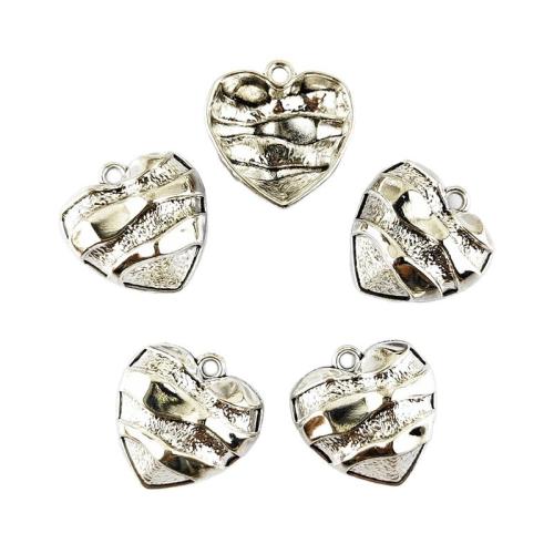 Colgantes de Aleación de Zinc en Forma de Corazón, chapado en color de plata, Bricolaje, 100PCs/Bolsa, Vendido por Bolsa