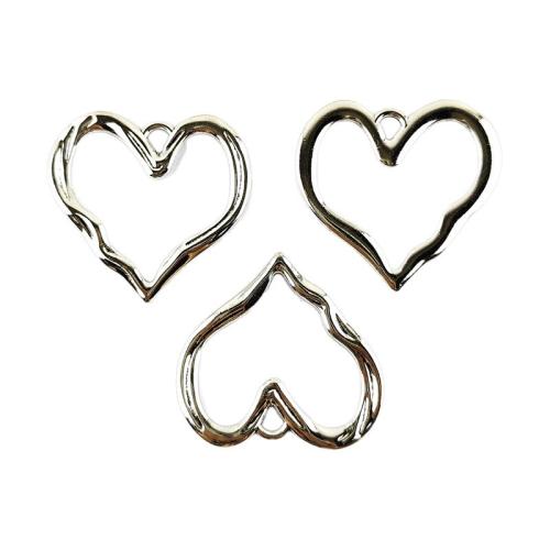 Colgantes de Aleación de Zinc en Forma de Corazón, chapado en color de plata, Bricolaje & hueco, 100PCs/Bolsa, Vendido por Bolsa