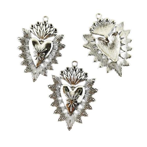 Colgantes de Aleación de Zinc en Forma de Corazón, chapado en color de plata, Bricolaje, 100PCs/Bolsa, Vendido por Bolsa