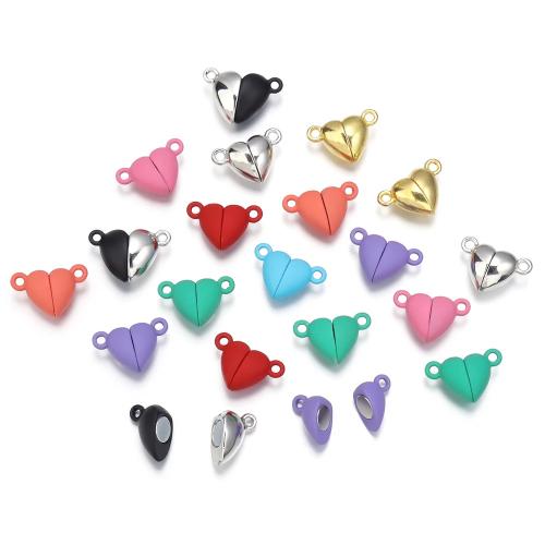 Cierre Magnético de Aleación de Zinc, Corazón, barniz de secado al horno, Bricolaje, más colores para la opción, 16x10mm, Vendido por UD