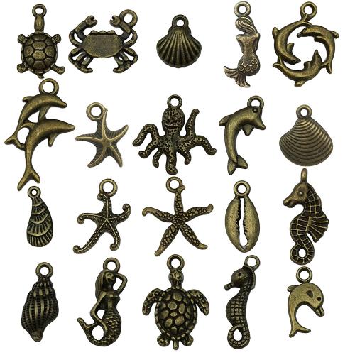 Bijoux pendentifs en Zinc alliage , alliage de zinc, Plaqué de couleur de bronze antique, conception océan & DIY & styles différents pour le choix, Vendu par PC