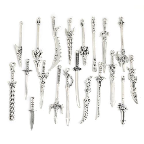 Bijoux pendentifs en Zinc alliage , alliage de zinc, épéesabre, Placage de couleur platine, DIY & styles différents pour le choix Vendu par sac