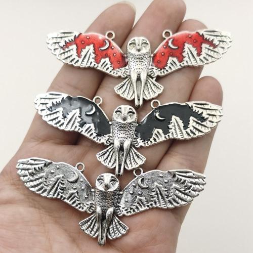Colgantes de esmalte de la aleación del cinc, aleación de zinc, Búho, chapado, Bricolaje, más colores para la opción, 80x20mm, Vendido por UD