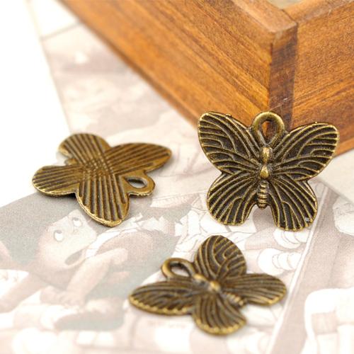 Zinc Alloy Animal Pendants, Butterfly, antique bronze color plated, DIY 