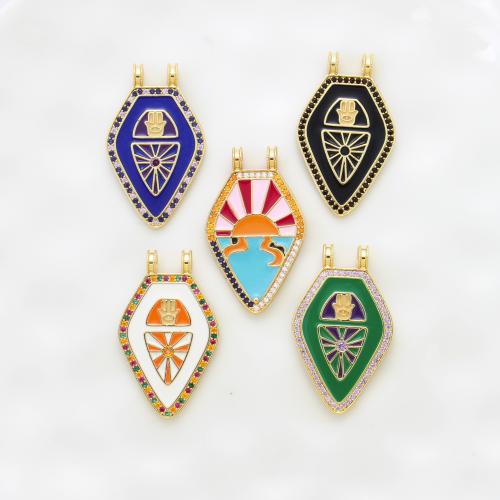 Cubic Zirconia Micro Pave Brass Pendant, plated, DIY & micro pave cubic zirconia & enamel 