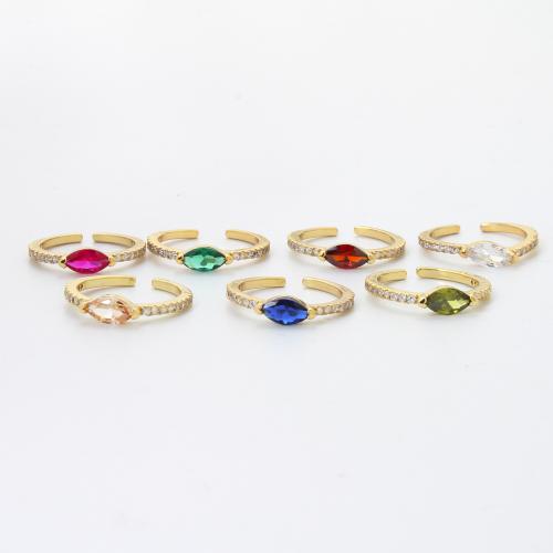Zircon pavent l'anneau en laiton de doigt, Placage, bijoux de mode & pavé de micro zircon, plus de couleurs à choisir Vendu par PC
