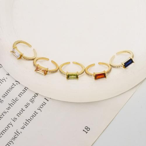 Zircon pavent l'anneau en laiton de doigt, cadre, Placage, bijoux de mode & pavé de micro zircon, plus de couleurs à choisir Vendu par PC