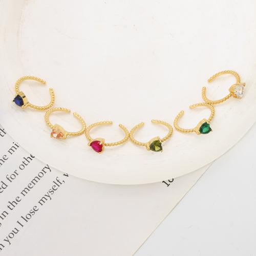 Zircon pavent l'anneau en laiton de doigt, coeur, Placage, bijoux de mode & pavé de micro zircon, plus de couleurs à choisir Vendu par PC