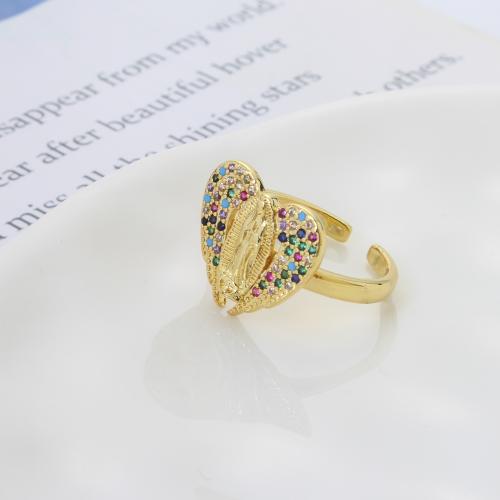 Zircon pavent l'anneau en laiton de doigt, coeur, Placage, bijoux de mode & pavé de micro zircon, plus de couleurs à choisir Vendu par PC