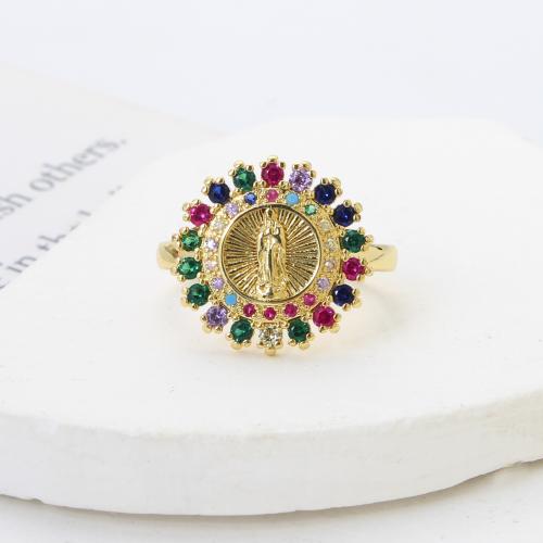 Zircon pavent l'anneau en laiton de doigt, Rond, Placage, bijoux de mode & pavé de micro zircon, plus de couleurs à choisir Vendu par PC