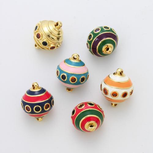 Enamel Brass Connector, plated, DIY & micro pave cubic zirconia [