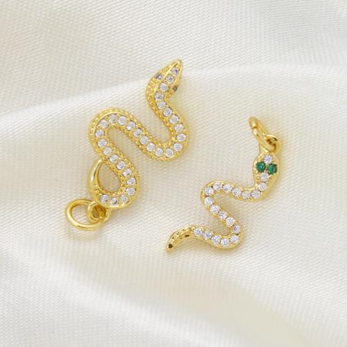 Cubic Zirconia Micro Pave Brass Pendant, Snake, plated, DIY & micro pave cubic zirconia 