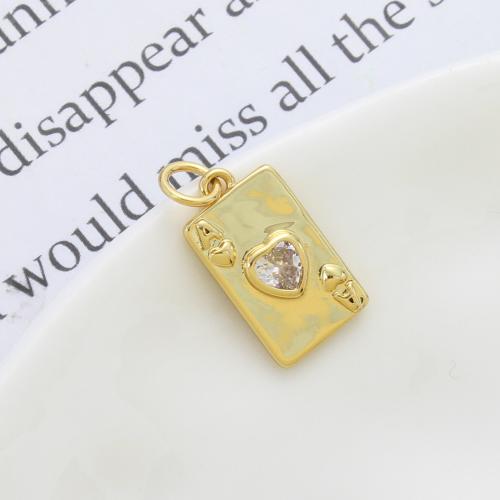 Cubic Zirconia Micro Pave Brass Pendant, Poker, plated, DIY & micro pave cubic zirconia 