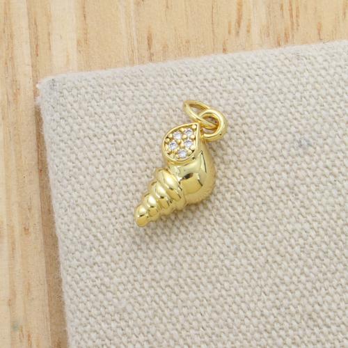Cubic Zirconia Micro Pave Brass Pendant, Conch, plated, DIY & micro pave cubic zirconia 