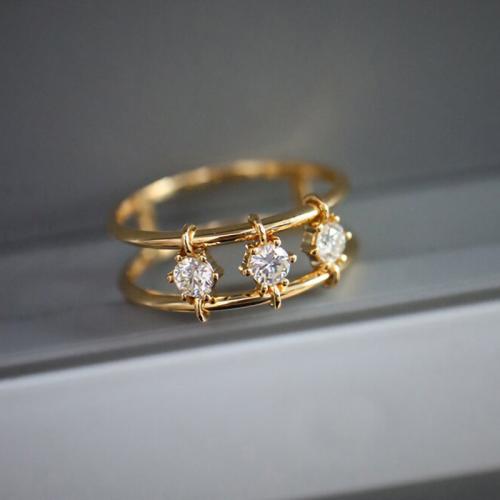 Zircon pavent l'anneau en laiton de doigt, Placage, normes différentes pour le choix & pavé de micro zircon & pour femme & creux, Vendu par PC