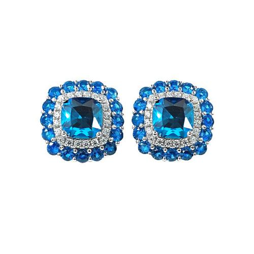 Boucles d'oreilles en laiton zircon cubique pavent, cadre, Placage, bijoux de mode & pavé de micro zircon & pour femme, plus de couleurs à choisir, Vendu par paire