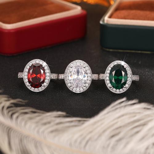 Zircon pavent l'anneau en laiton de doigt, Placage, normes différentes pour le choix & pavé de micro zircon & pour femme, plus de couleurs à choisir, Vendu par PC
