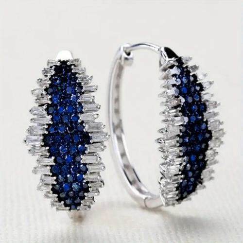 Цирконий Микро вымощает латунь Серьги, Латунь, Другое покрытие, инкрустированное микро кубического циркония & Женский & двухцветный, продается Пара