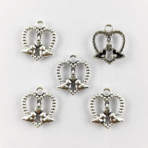 Colgantes de Aleación de Zinc en Forma de Corazón, chapado en color de plata, Bricolaje & hueco, 18mm, 100PCs/Bolsa, Vendido por Bolsa