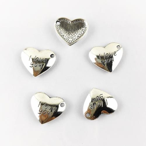 Colgantes de Aleación de Zinc en Forma de Corazón, chapado en color de plata, Bricolaje, 100PCs/Bolsa, Vendido por Bolsa