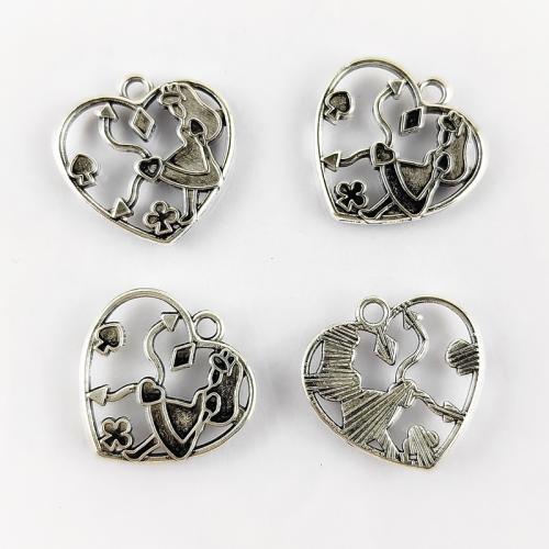 Colgantes de Aleación de Zinc en Forma de Corazón, chapado en color de plata, Bricolaje & esmalte & hueco, color mixto, 20x20mm, 100PCs/Bolsa, Vendido por Bolsa