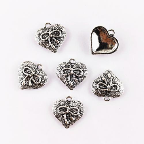 Colgantes de Aleación de Zinc en Forma de Corazón, chapado en color de plata, Bricolaje, 100PCs/Bolsa, Vendido por Bolsa