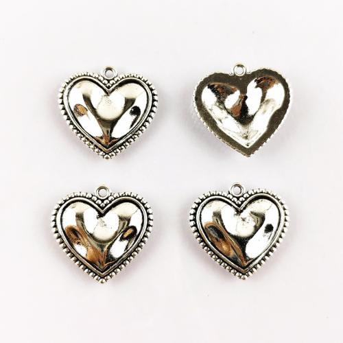 Colgantes de Aleación de Zinc en Forma de Corazón, chapado en color de plata, Bricolaje, 100PCs/Bolsa, Vendido por Bolsa
