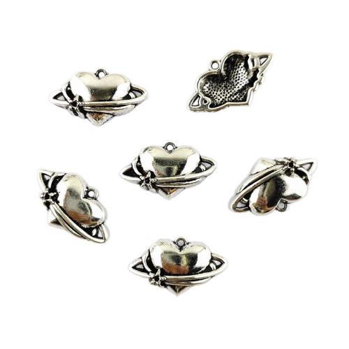 Colgantes de Aleación de Zinc en Forma de Corazón, chapado en color de plata, Bricolaje, 100PCs/Bolsa, Vendido por Bolsa