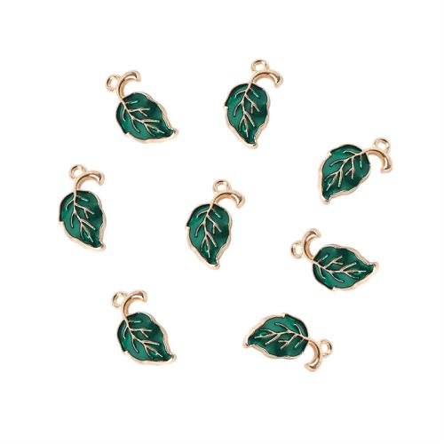 Colgantes de esmalte de la aleación del cinc, aleación de zinc, Hoja, chapado en color dorado, Bricolaje, color mixto, 100PCs/Bolsa, Vendido por Bolsa