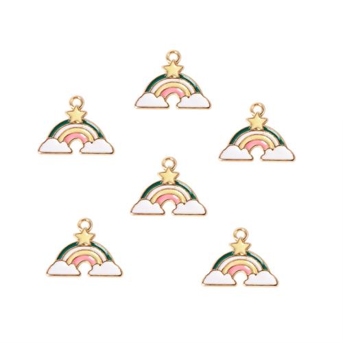 Colgantes de esmalte de la aleación del cinc, aleación de zinc, Arco de iris, chapado en color dorado, Bricolaje, color mixto, 100PCs/Bolsa, Vendido por Bolsa