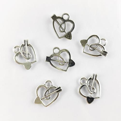 Colgantes de Aleación de Zinc en Forma de Corazón, chapado en color de plata, Bricolaje & hueco, 16x15mm, 100PCs/Bolsa, Vendido por Bolsa