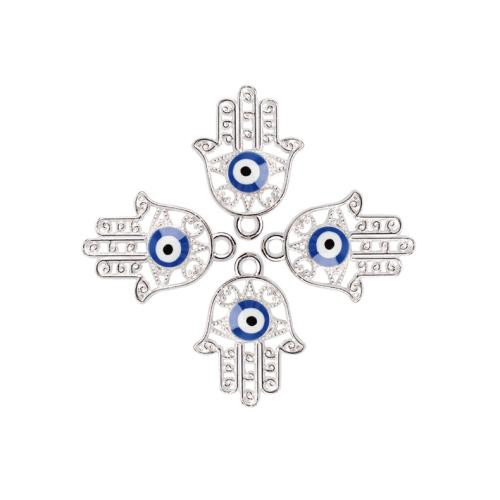 En alliage de zinc mal pendant des yeux, main, Placage de couleur argentée, DIY & émail, couleurs mélangées Vendu par sac[