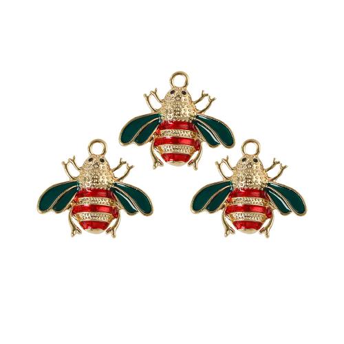 Colgantes de esmalte de la aleación del cinc, aleación de zinc, Abeja, chapado en color dorado, Bricolaje, color mixto, 100PCs/Bolsa, Vendido por Bolsa