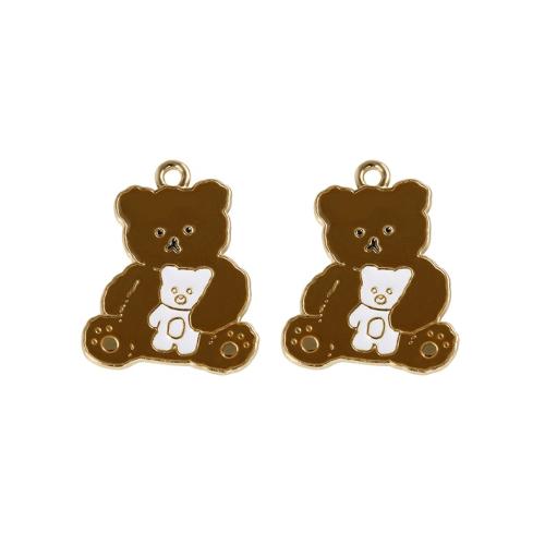 Colgantes de esmalte de la aleación del cinc, aleación de zinc, Oso, chapado en color dorado, Bricolaje, color mixto, 100PCs/Bolsa, Vendido por Bolsa