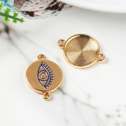 Conector de joyería de mal de ojo, aleación de zinc, chapado en color dorado, Bricolaje & esmalte, dorado, 100PCs/Bolsa, Vendido por Bolsa